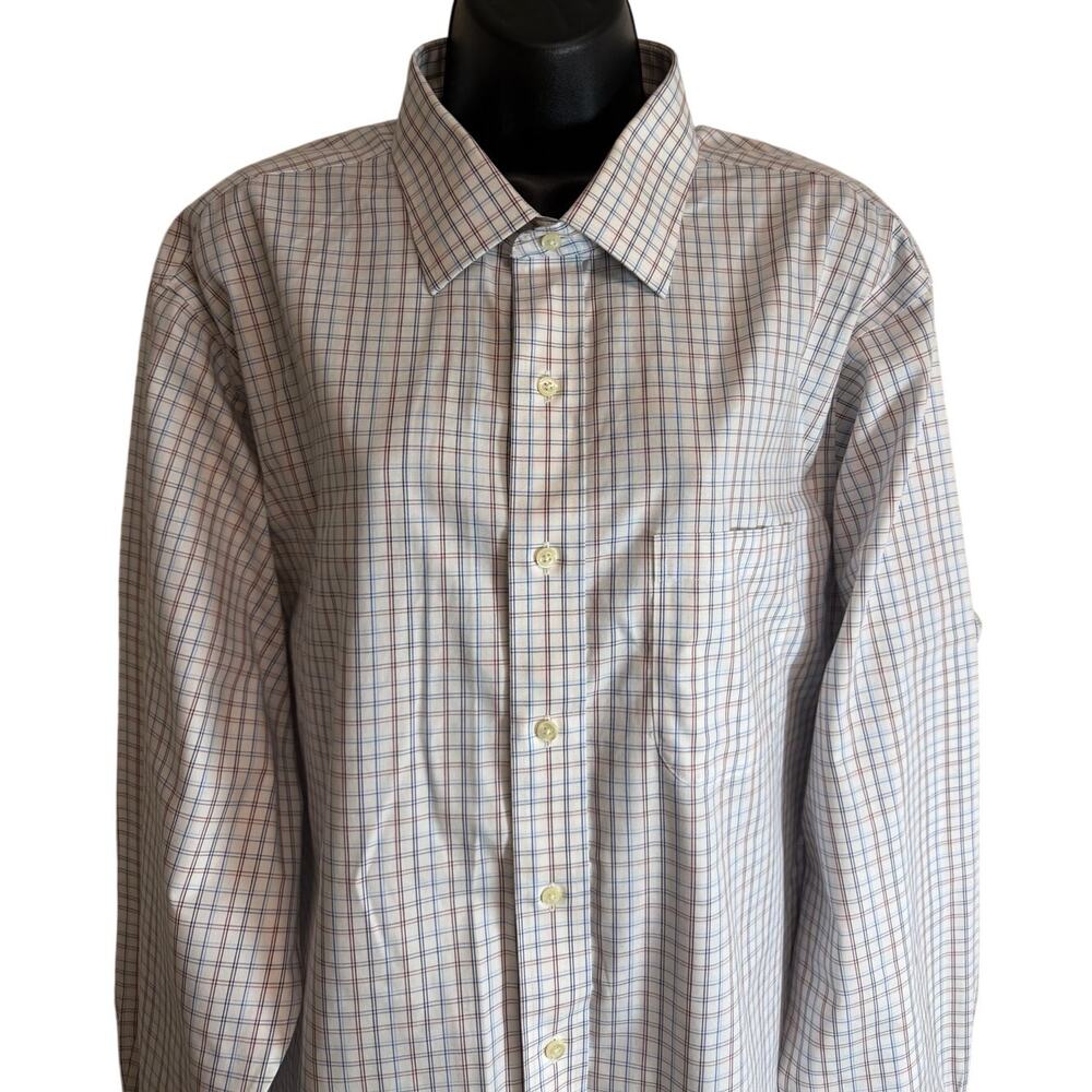 Brooks Brothers 346 Mens Dress Shirt 17.5 34/35 Slim Fit Plaid Cotton Button Up - Picture 2 of 11
